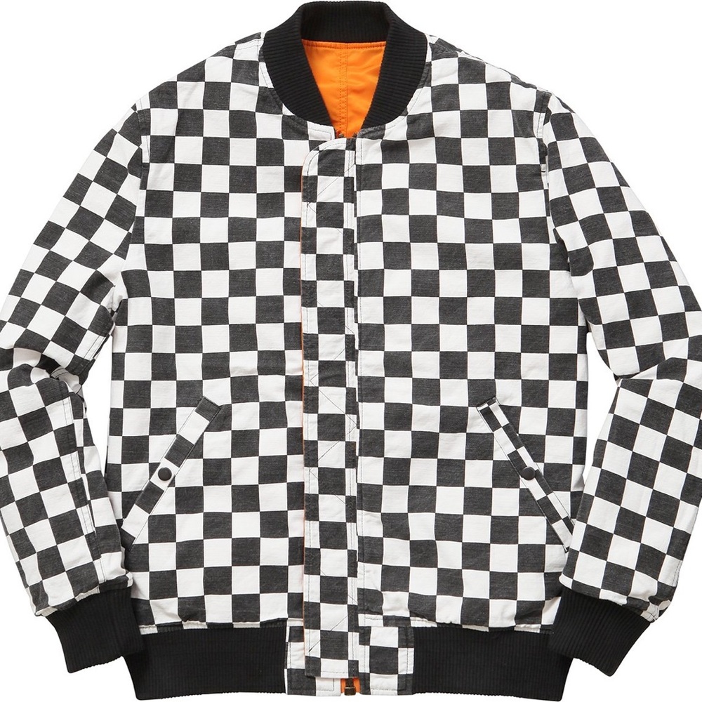 ๐ฅ Supreme Bomber Jacket Reversible Checkered Black Medium - Picture 2 of 6